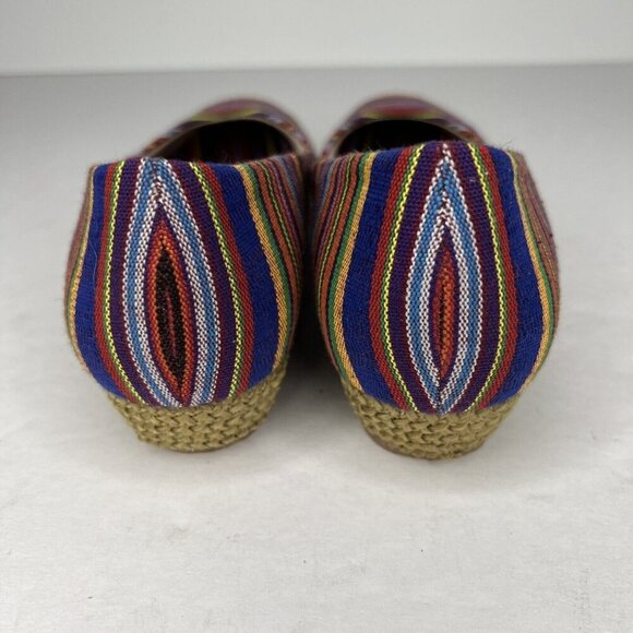 Beacon Womens Size 6.5 Phoenix Multi Stripe Textile Guatemalan Design Slip-Ons - Picture 4 of 9